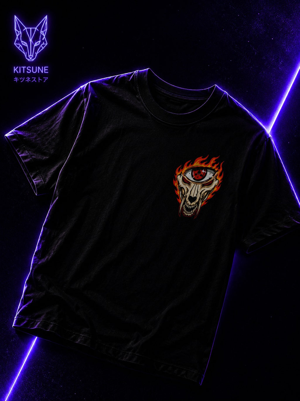 Flame Fox Mask T-Shirt — Fiery Anime-Inspired Graphic Tee