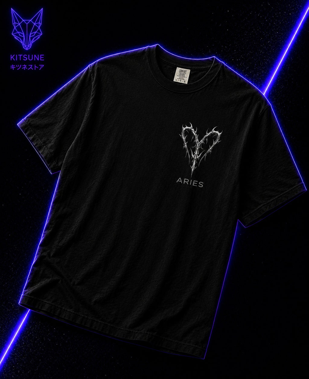 Aries Zodiac T-Shirt — Minimal Thorn Ram Horns Design