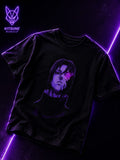Anime Graphic T-Shirt — Neon-Shaded Uchiha Design with Sharingan Back Logo